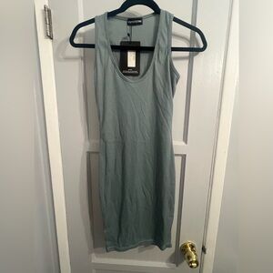 PrettyLittleThing Lead Grey Ribbed Scoop Bodycon